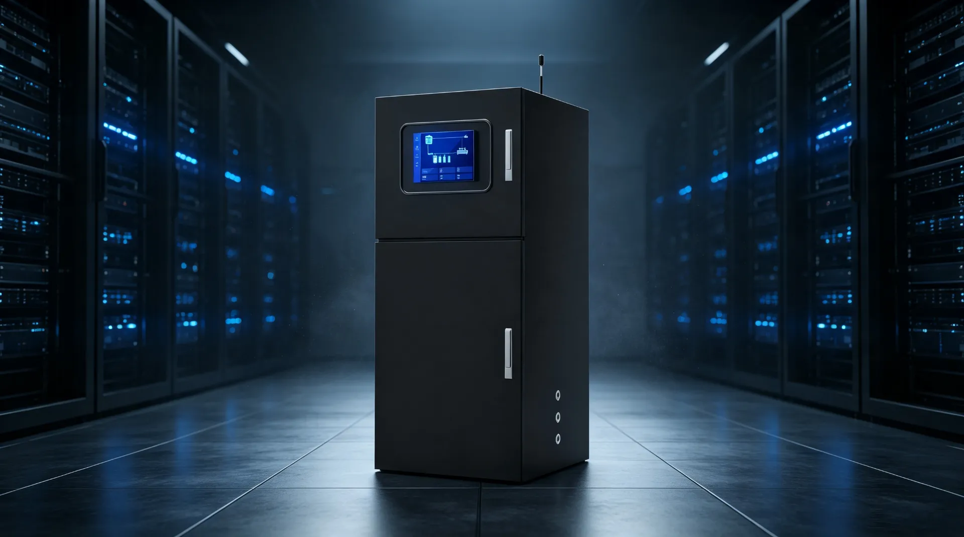 AI 智能水处理设备实物图 - 烤漆工艺柜体 / 智能控制柜 / 工业机房安装